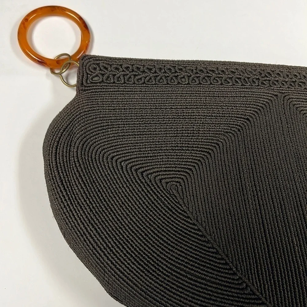 Laurel Genuine Corde Brown Cord Woven Zip Clutch Bag